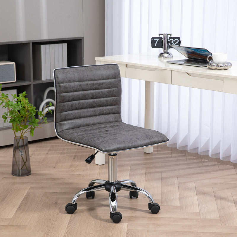 Adjustable Swivel Office Chair with Armless Mid-Back in Microfibre Cloth and Chrome Base - Grey