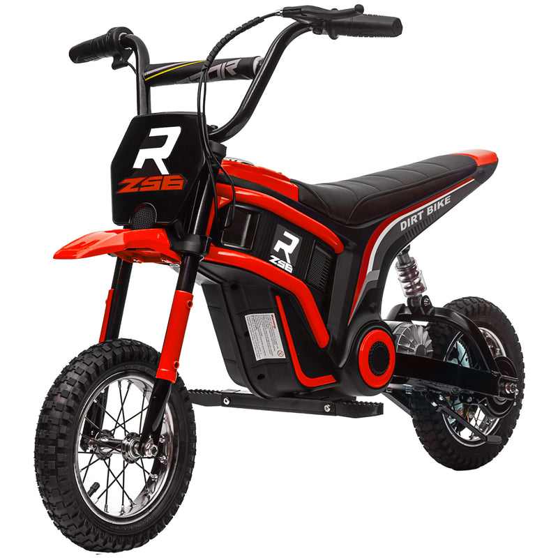 24V Electric Motorbike, Dirt Bike with Twist Grip Throttle, Music Horn, 12" Pneumatic Tyres, 16 Km/h Max. Speed, Red