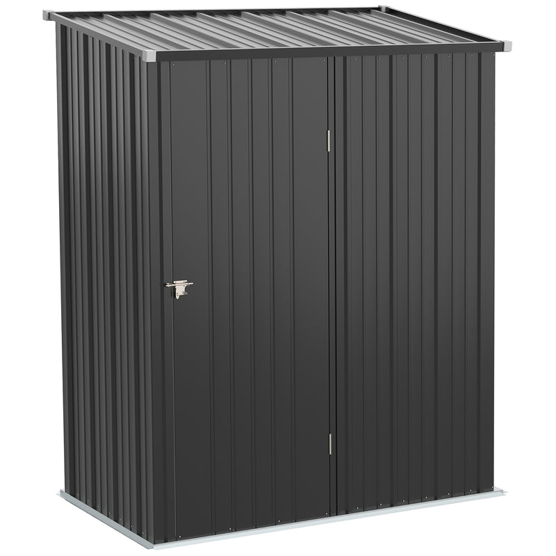 5.3ft x 3.1ft Outdoor Storage Shed, Garden Metal Storage Shed w/ Single Door for Backyard, Patio, Lawn, Charcoal Grey