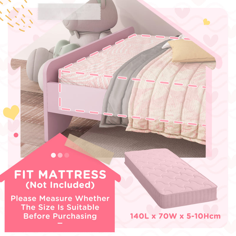 Toddler Bed Frame, Princess Bed for Kids, Cloud Design, 143 x 74 x 55 cm, Pink