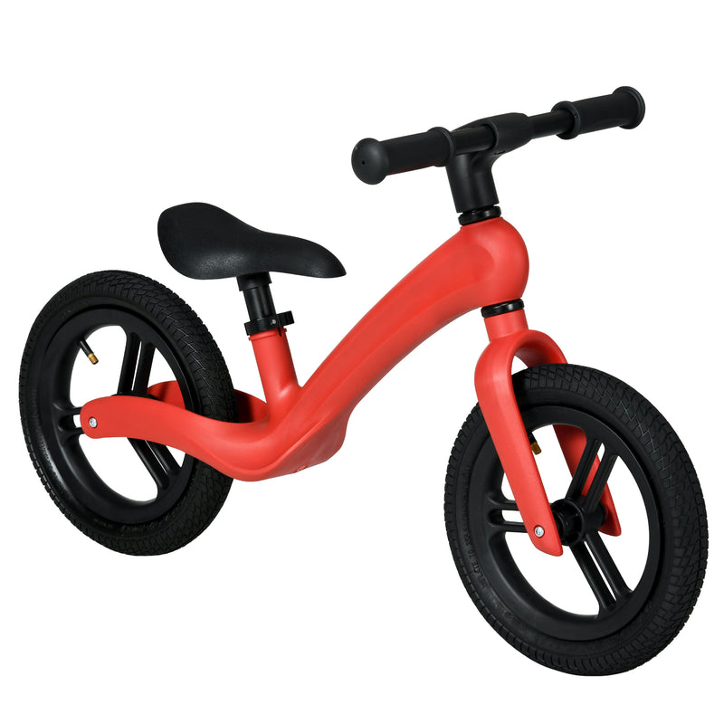 12" Kids Balance Bike, Lightweight Training Bike for Children No Pedal with Adjustable Seat, Rubber Wheels - Red