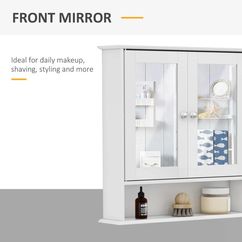 Wall-mounted Bathroom Cabinet Mirror Door, 56L x 13W x 58Hcm-White