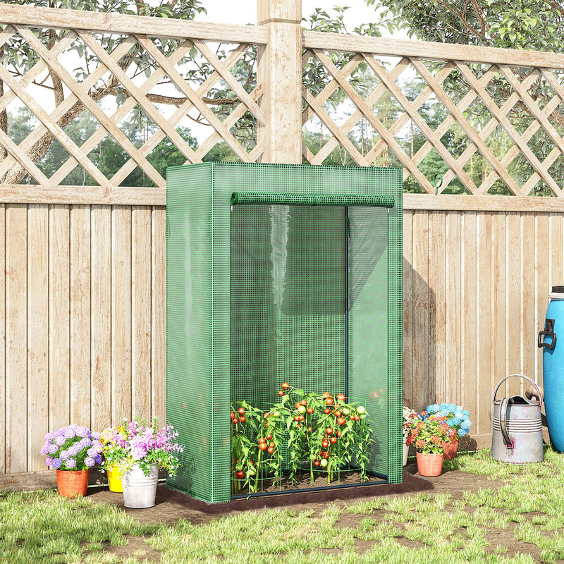 100 x 50 x 150cm Greenhouse Steel Frame PE Cover with Roll-up Door Outdoor for Backyard, Balcony, Garden, Green