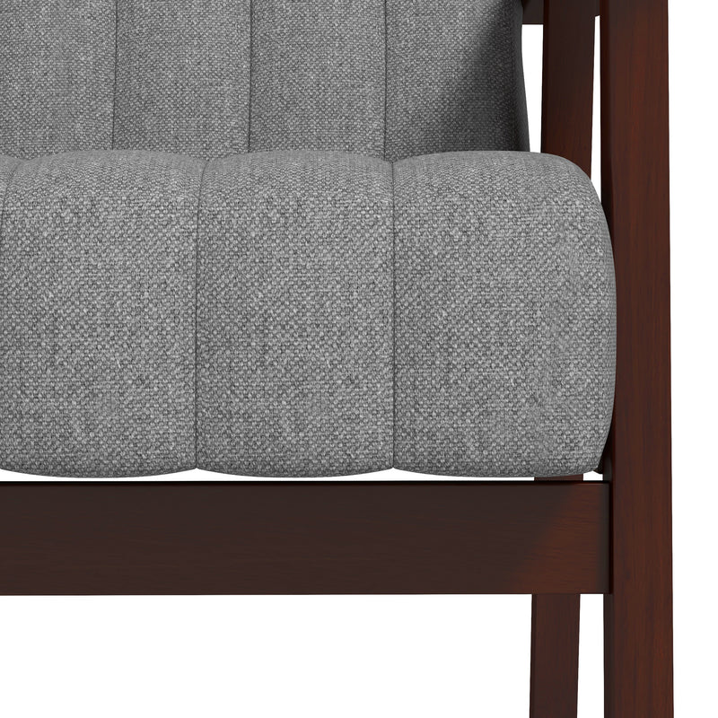 Modern Armchair, Fabric Accent Chair, Upholstered Living Room Chair with Wood Legs Tufting Pattern for Bedroom, Grey