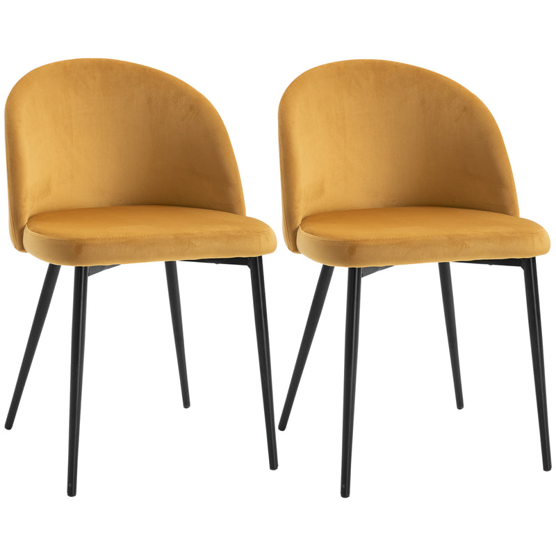 Dining Chairs Set of 2 Contemporary Design for Office Dining Kitchen w/Soft Fabric Seat and Back Living Room - Yellow