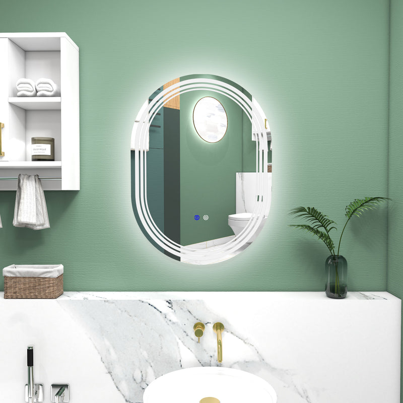 700 x 500mm Bathroom Mirror with LED Lights Makeup Mirror with Anti-fog Touch, Switch, Vertical or Horizontal