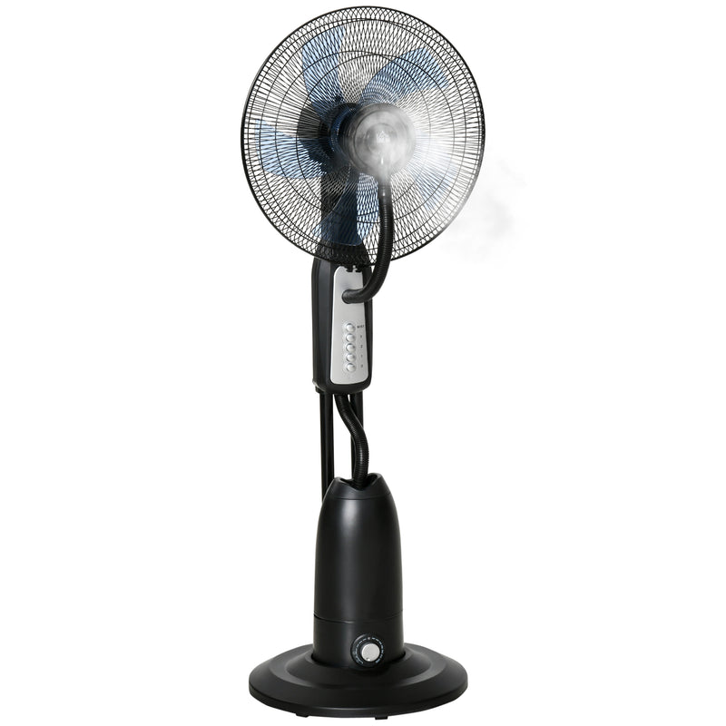 Pedestal Fan with Water Mist Spray, Standing Fan, Humidifying Misting Fan with 3 Speeds, 2.8L Water Tank, Black