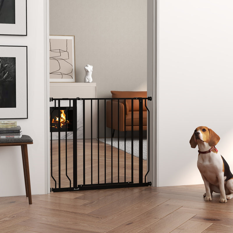 Wide Dog Safety Gate, with Door Pressure, for Doorways, Hallways, Staircases - Black
