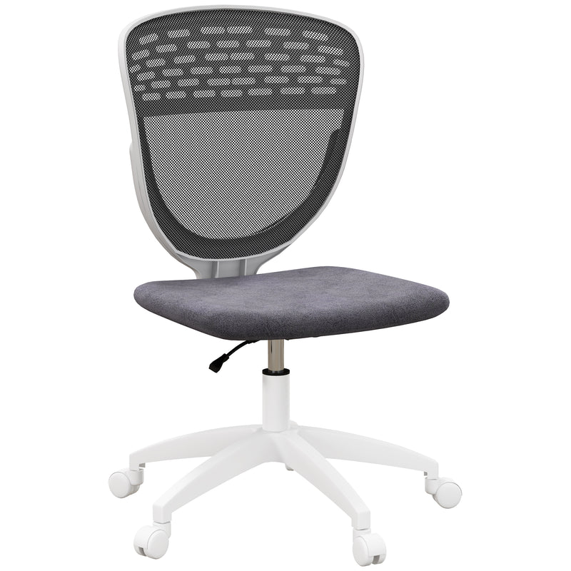Armless Desk Chair, Mesh Office Chair, Height Adjustable with Swivel Wheels, Grey