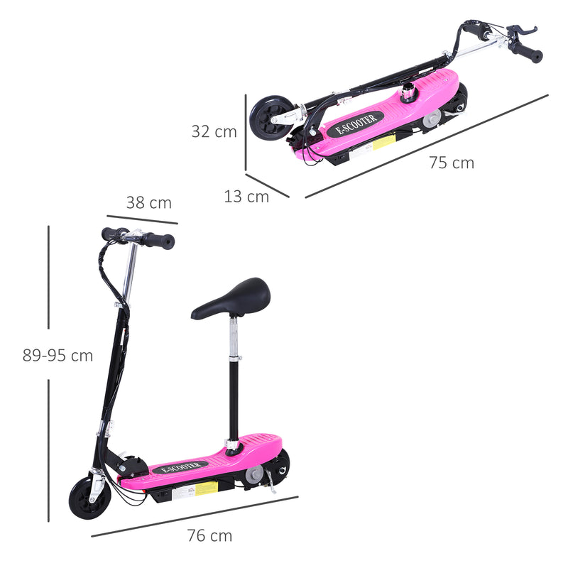Outdoor Ride On Powered Scooter for kids Sporting Toy 120W Motor Bike 2 x 12V Battery - Pink
