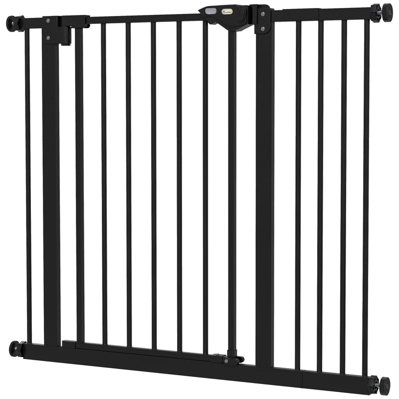 Metal 74-94cm Wide Adjustable Dog Gate Black