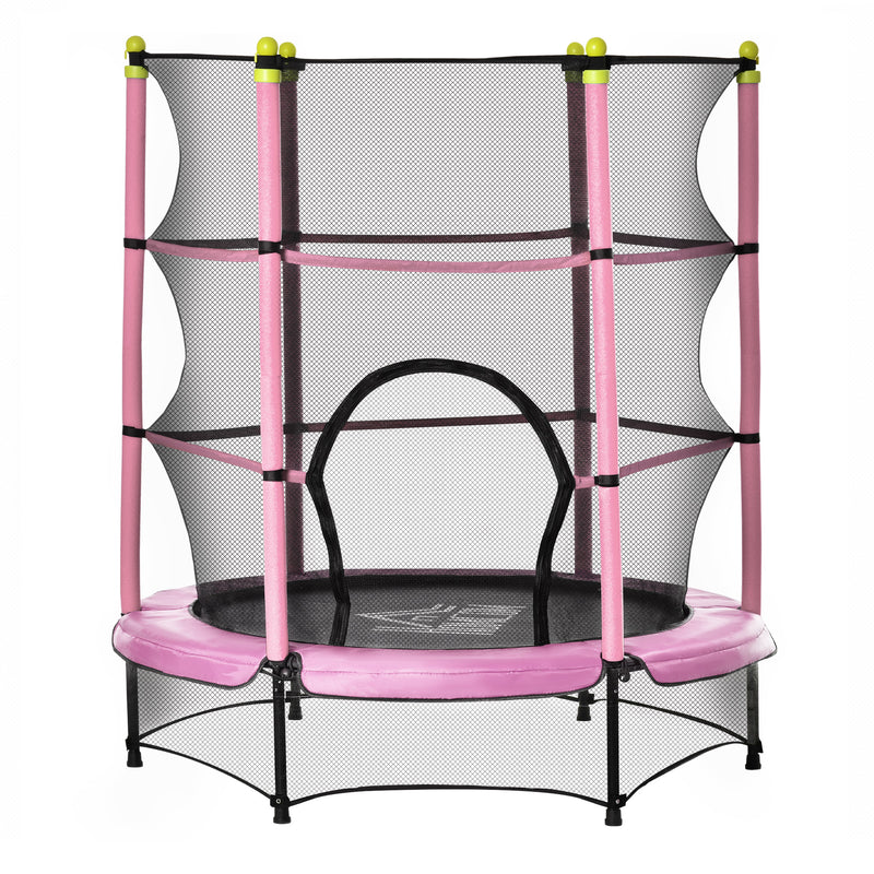 5.2FT Kids Trampoline with Safety Enclosure, Indoor Outdoor Toddler Trampoline for Ages 3-10 Years, Pink