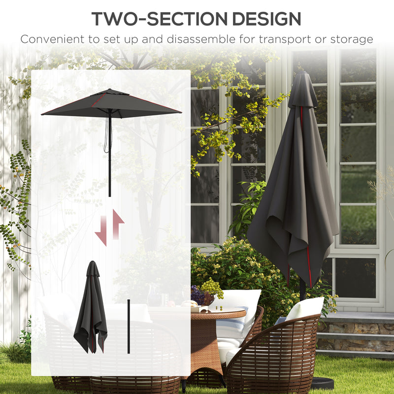 Patio Parasol Umbrella with Vent, Garden Market Table Umbrella Sun Shade Canopy with Piping Side, Grey