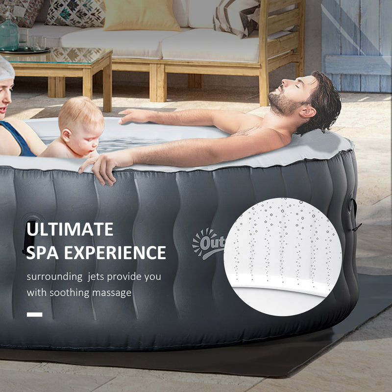 Round Hot Tub Inflatable Spa Outdoor Bubble Spa Pool with Pump, Cover, Filter Cartridges, 4 Person, Light Grey