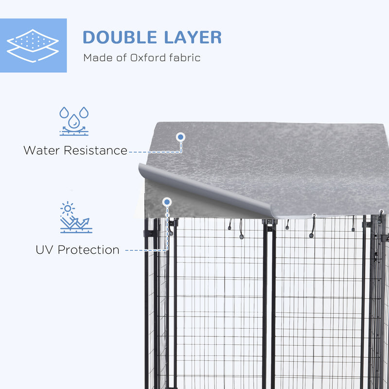 Outdoor Dog Kennel, Dog Run with UV-Resistant Canopy & Lockable Design, Metal Playpen Fence for Small and Medium Dogs, 120 x 120 x 138 cm