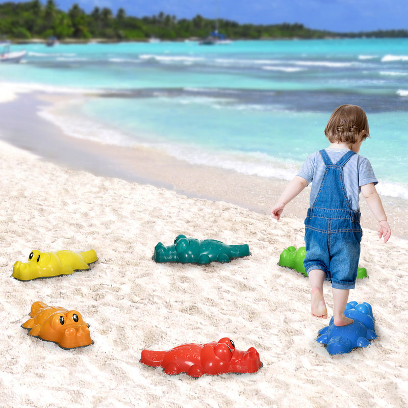 6PCs Kids Stepping Stones, Crocodile-Designed Sensory Toys, with Anti-Slip Edge Balance River Stones