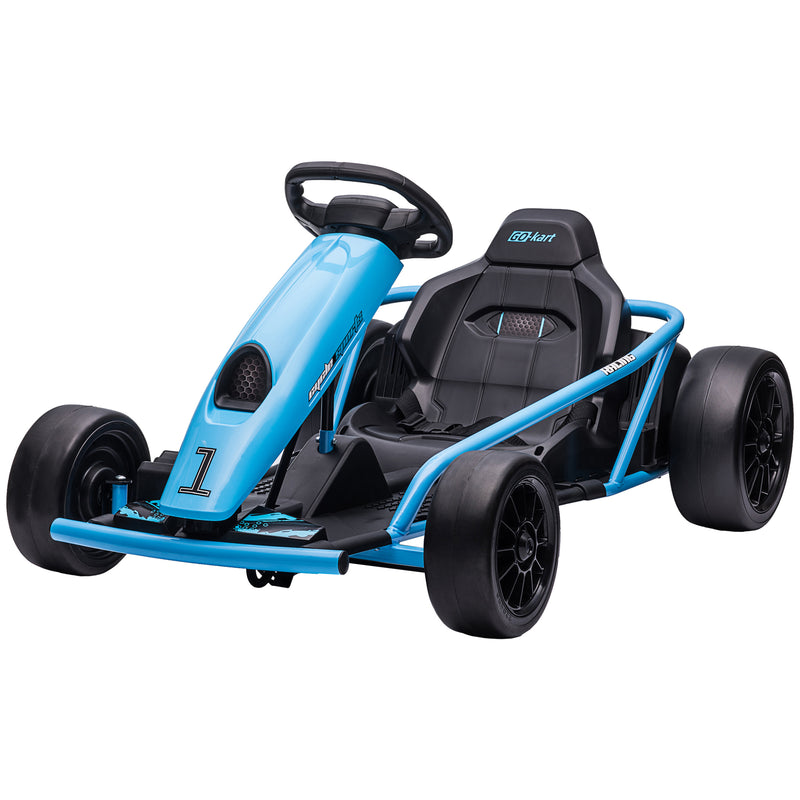 24V Electric Go Kart for Kids, Drift Ride-On Racing Go Kart with 2 Speeds, for Boys Girls Aged 8-12 Years Old, Blue