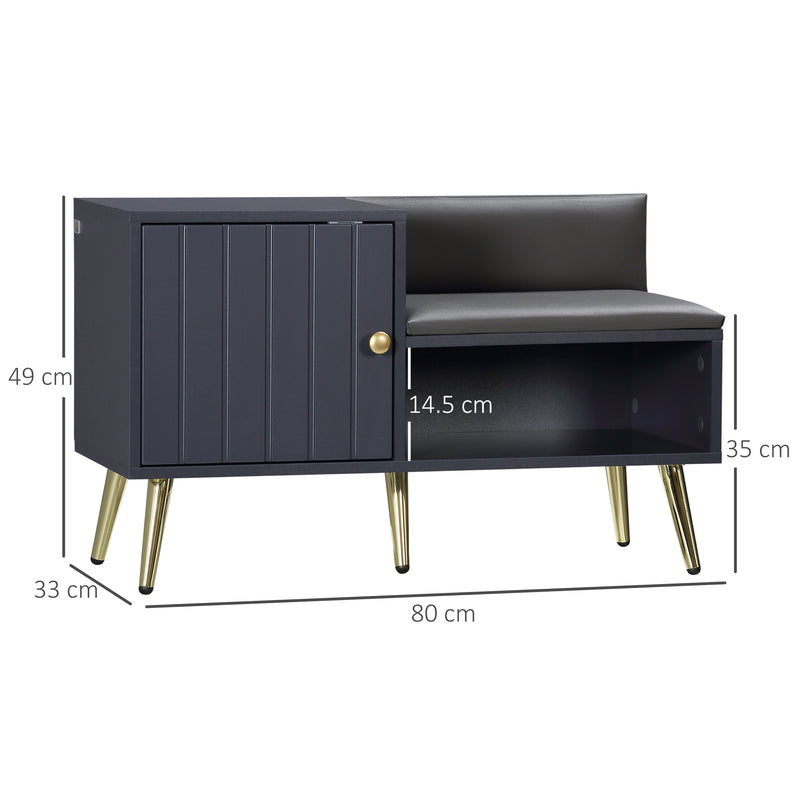 Shoe Bench with Storage, Shoe Cabinet with Seating Cushion, Open Compartment and Table Top for Entryway, Hallway, Grey