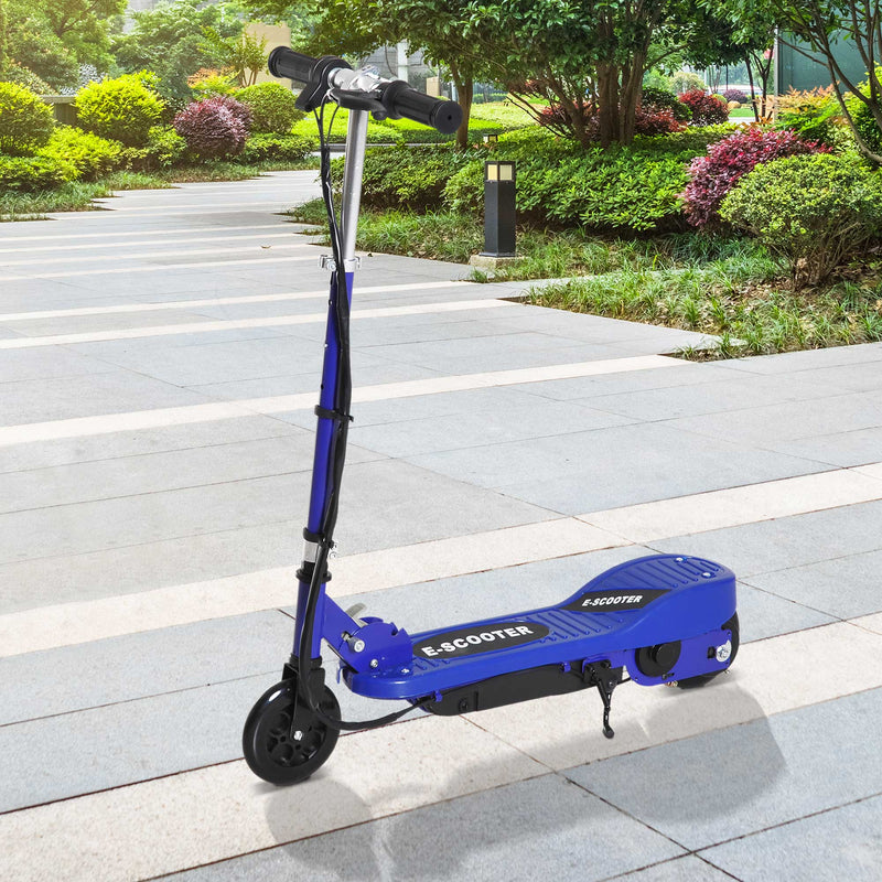 Kids Folding Electric Bike Children E Scooter Ride on Toy 2x12V Recharge Battery 120W Adjustable Height PU Wheels Suitable for 7 - 14 yrs Blue