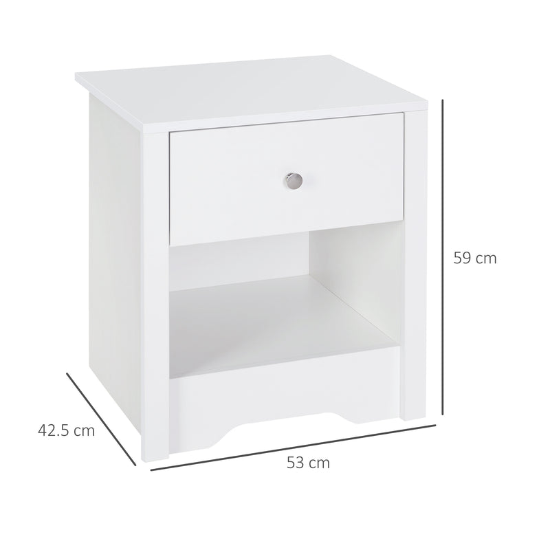 Bedside Table Unit Drawer Shelf Cabinet Nightstand Chest Solid Wood Bedroom Furniture White