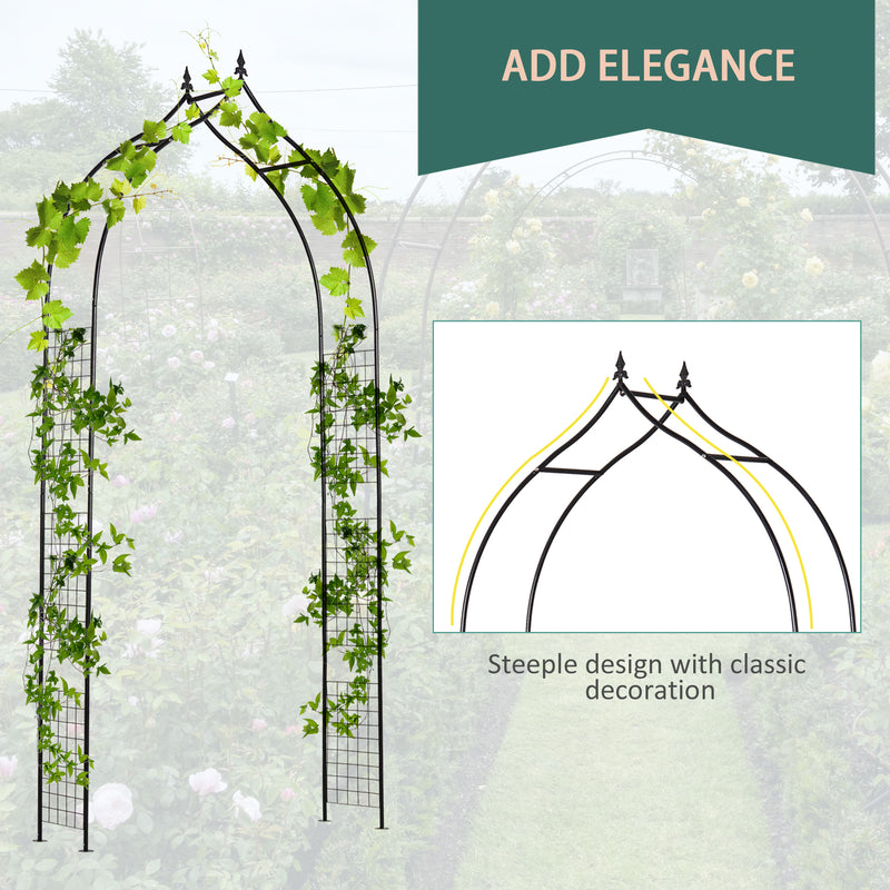 Steel Frame Backyard Metal Pergola for Plants & Trellis Garden Arch Black
