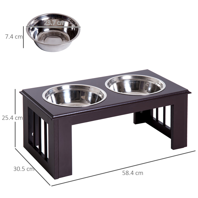Stainless Steel Pet Feeder, 58.4Lx30.5Wx25.4H cm-Brown