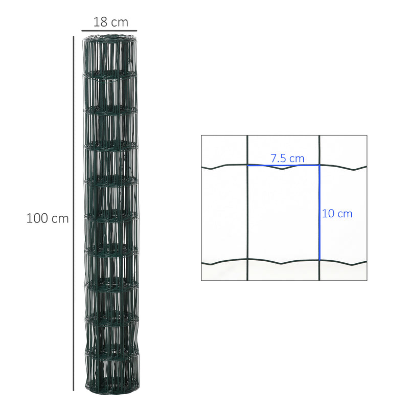 1m x 10m Chicken Wire Mesh, Foldable PVC Coated Welded Garden Fence, Roll Poultry Netting, for Rabbit, Green