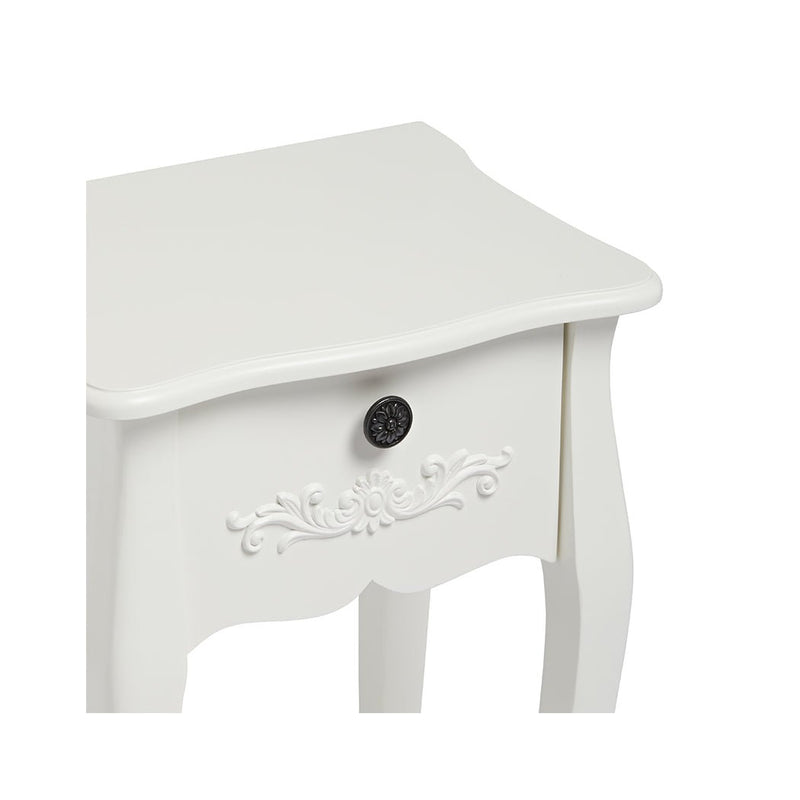 Antoinette 1 Drawer Night Stand White - Bedzy Limited Cheap affordable beds united kingdom england bedroom furniture