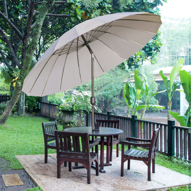 2.5m Adjustable Outdoor Garden Parasol Umbrella Sun Shade with Crank & Tilt, Light Grey