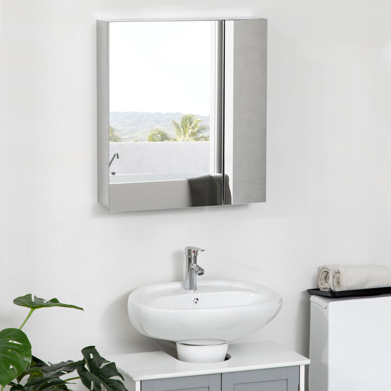 Mirror Cabinet for Bathroom, Wall Mounted Medicine Cabinet with Hinged Door, Storage Shelves for Laundry Room