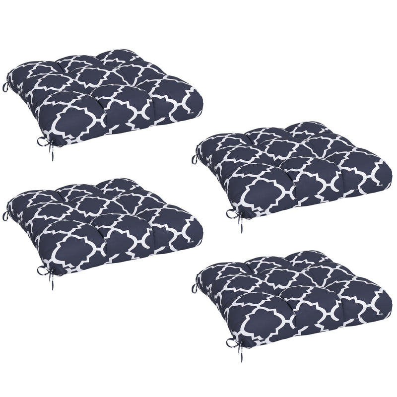 4-Piece Seat Cushion Pillows Replacement, Patio Chair Cushions Set with Ties for Indoor Outdoor, Blue