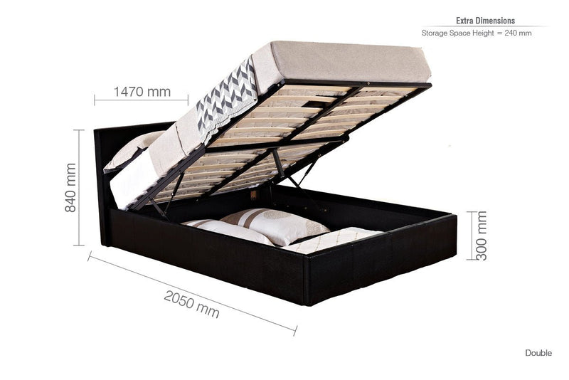 Berlin Double Ottoman Bed Black - Bedzy Limited Cheap affordable beds united kingdom england bedroom furniture
