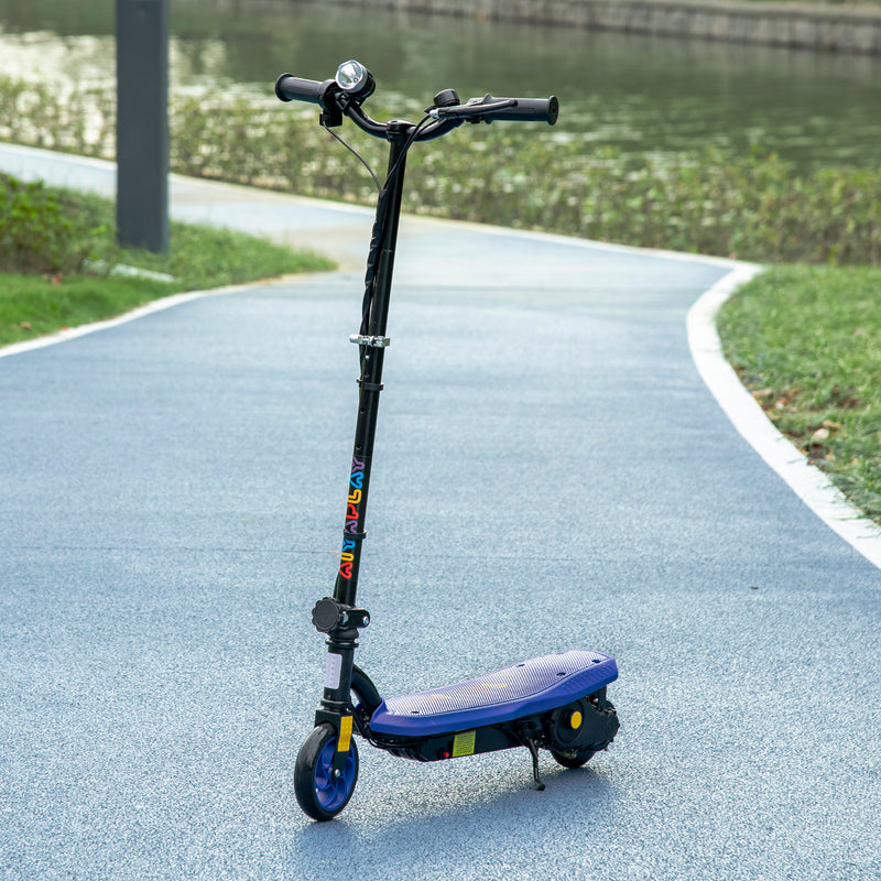 Foldable Electric Scooter, with LED Headlight, for Ages 7-14 Years - Blue