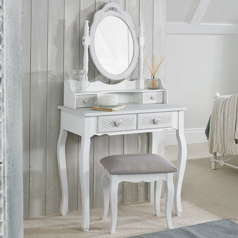 Brittany Stool White-Grey - Bedzy Limited Cheap affordable beds united kingdom england bedroom furniture