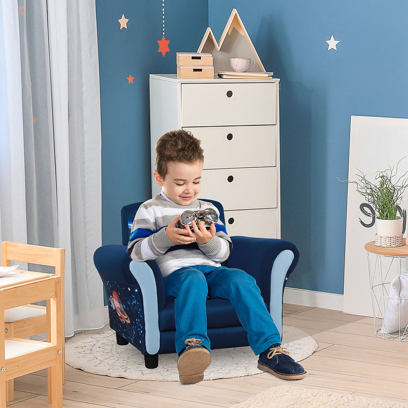 Child Armchair Kids Mini Sofa Chair with Armrest, 59.5 x 43 x 46.5cm, Blue