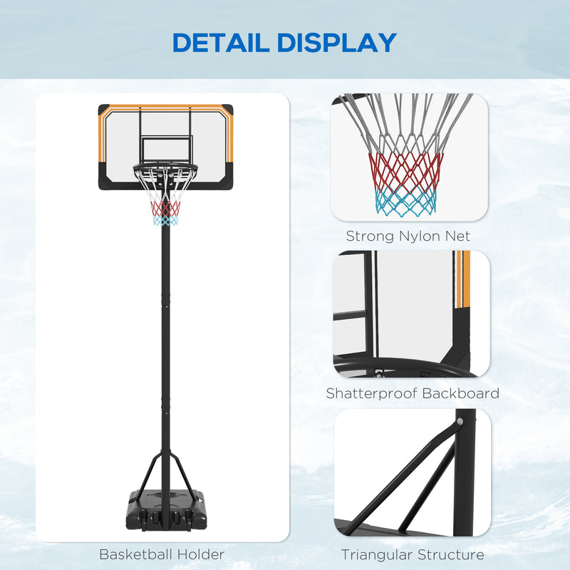 Height Adjustable Basketball Stand Net Set System, Free standing Basketball Hoop and Stand with Wheels, 182-213cm, Black