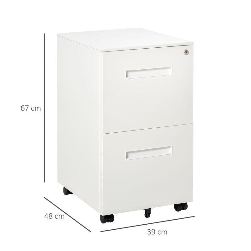 Mobile File Cabinet Vertical Home Office Organizer Filing Furniture with Adjustable Partition for A4 Letter Size, Lockable White