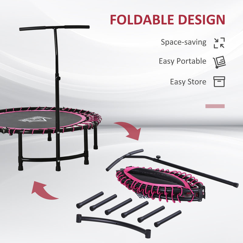 45" Round Mini Trampoline Rebounder Indoor Outdoor Jumper with Adjustable Handle - Pink