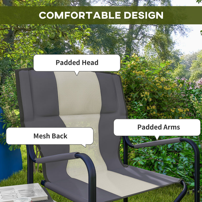 Aluminium Directors Chair, Folding Camping Chair for Adults with Side Table, Cup Holder, Cooler Bag and Pocket, Grey