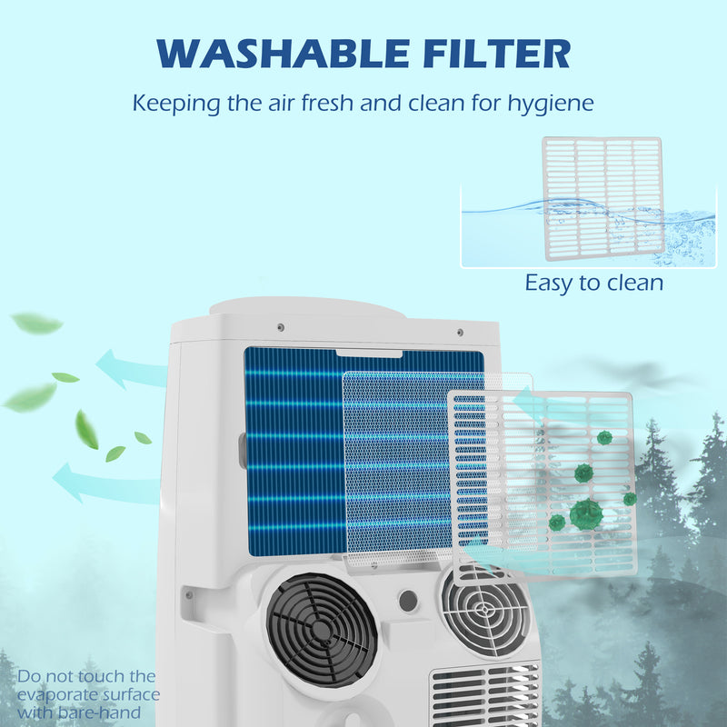 14,000 BTU Mobile Air Conditioner for Room up to 40m², with Dehumidifier, 24H Timer, Wheels, Window Mount Kit