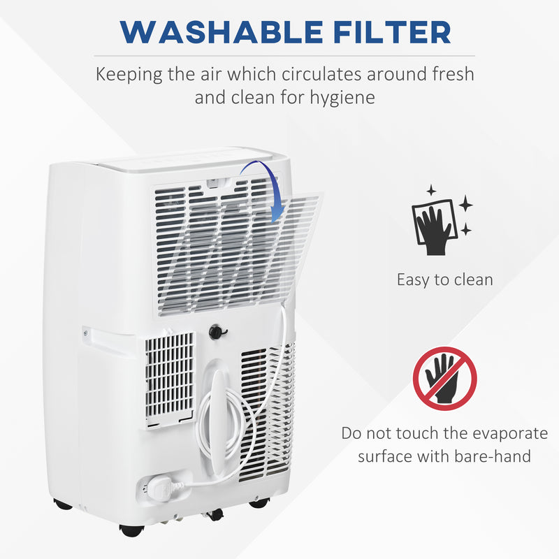 12,000 BTU Portable Air Conditioner Dehumidifier Cooling Fan for Room up to 25m², with Remote, LED Display, 24H Timer, Window Mount Kit, White