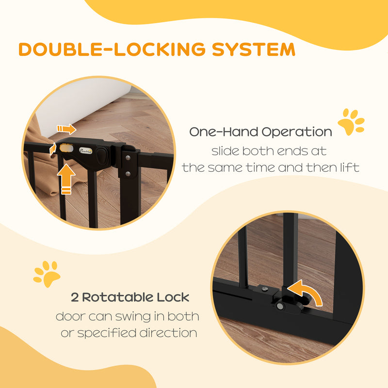 Metal 74-100cm Wide Adjustable Dog Gate Black