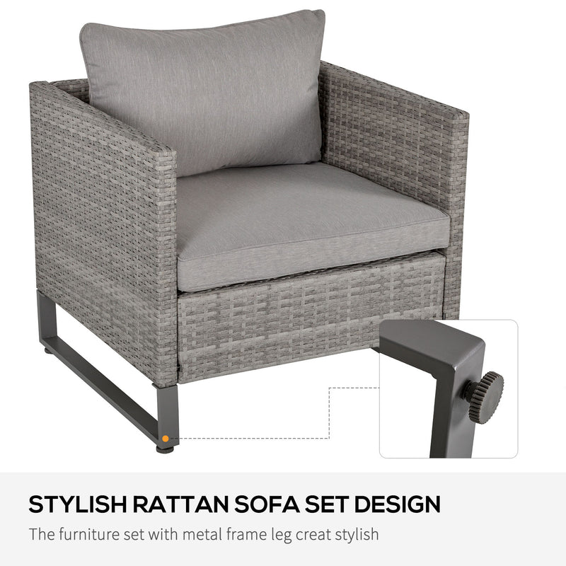 4-Seater PE Rattan Garden Furniture Wicker Dining Set w/ Glass Top Table, Cushions, Light Grey