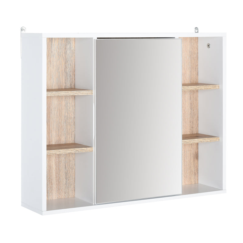 Bathroom Mirror Cabinet, Wall Mounted Medicine Cabinet with Storage Cupboard and Adjustable Shelf, White