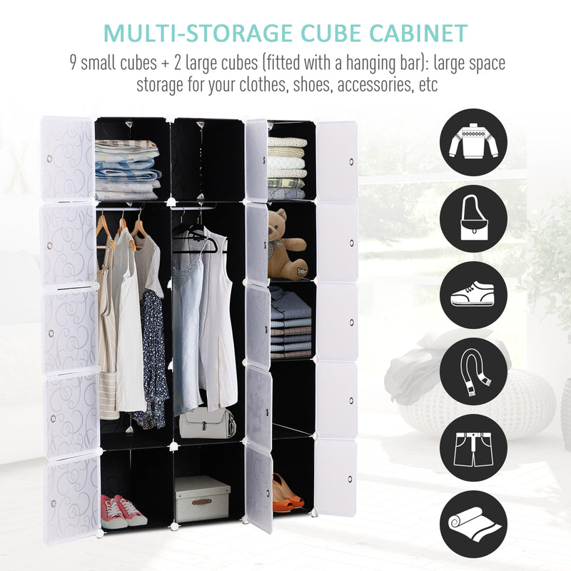 Cube DIY Wardrobe Portable Interlocking Plastic Modular Closet Bedroom Clothes Organiser Storage Cabinet