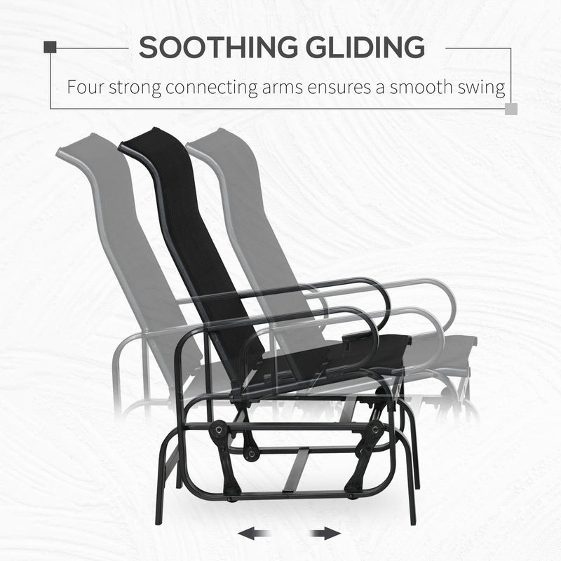 Outdoor Gliding Rocking Chair with Sturdy Metal Frame Garden Comfortable Swing Chair for Patio, Backyard and Poolside, Black