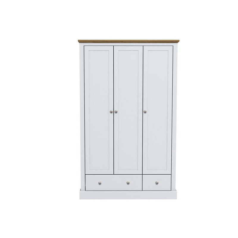 Devon 3 Door 2 Drawer Wardrobe White - Bedzy Limited Cheap affordable beds united kingdom england bedroom furniture
