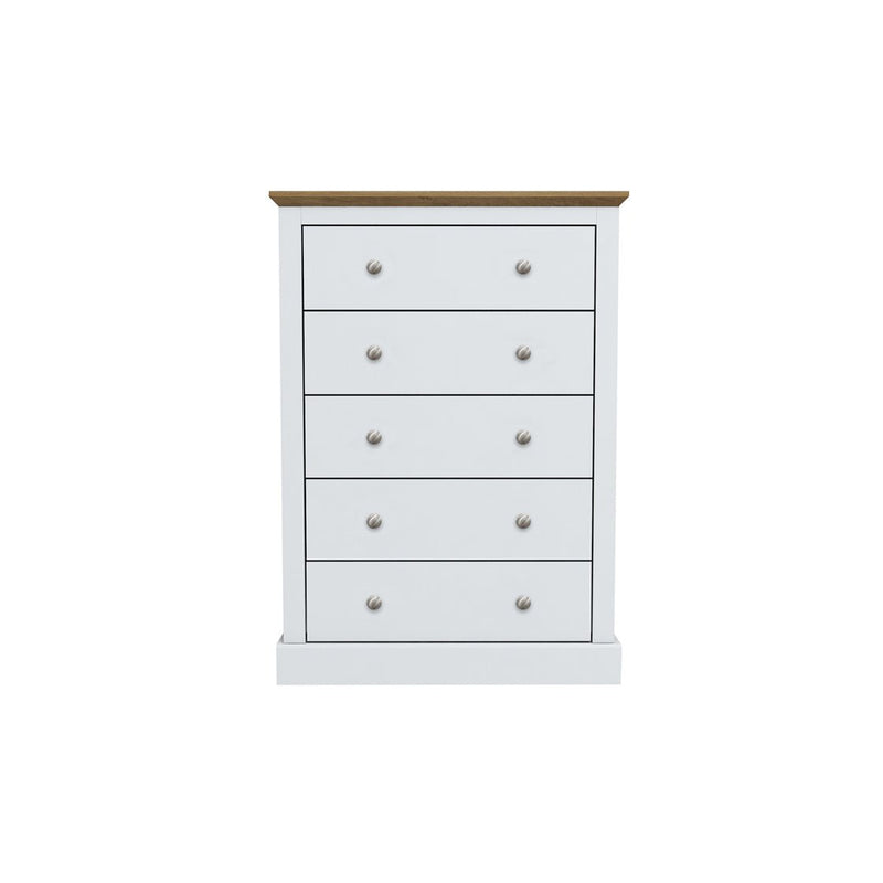 Devon 5 Drawer Chest White - Bedzy Limited Cheap affordable beds united kingdom england bedroom furniture