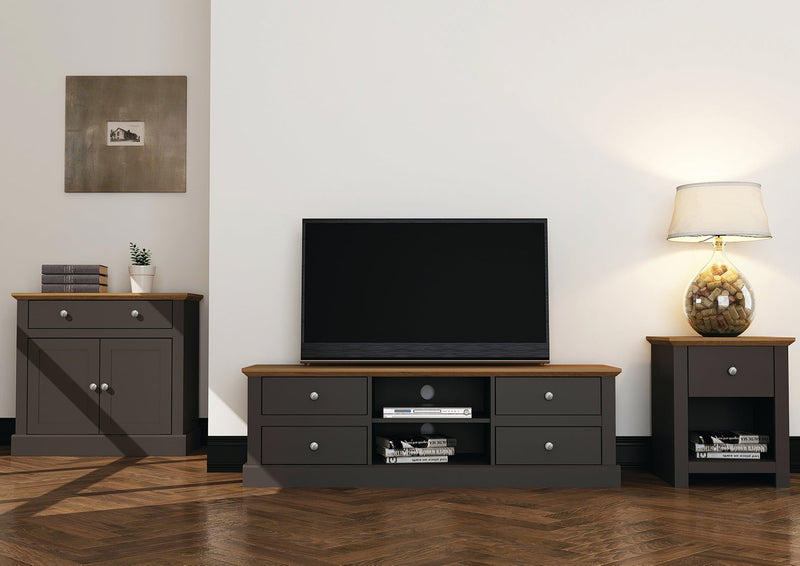 Devon TV Unit Charcoal - Bedzy Limited Cheap affordable beds united kingdom england bedroom furniture