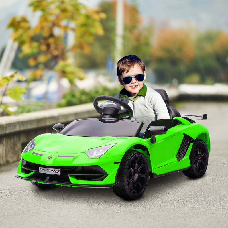 Lamborghini Licensed 12V Kids Electric Car w/ Butterfly Doors, Easy Transport Remote, Music, Horn, Suspension - Green